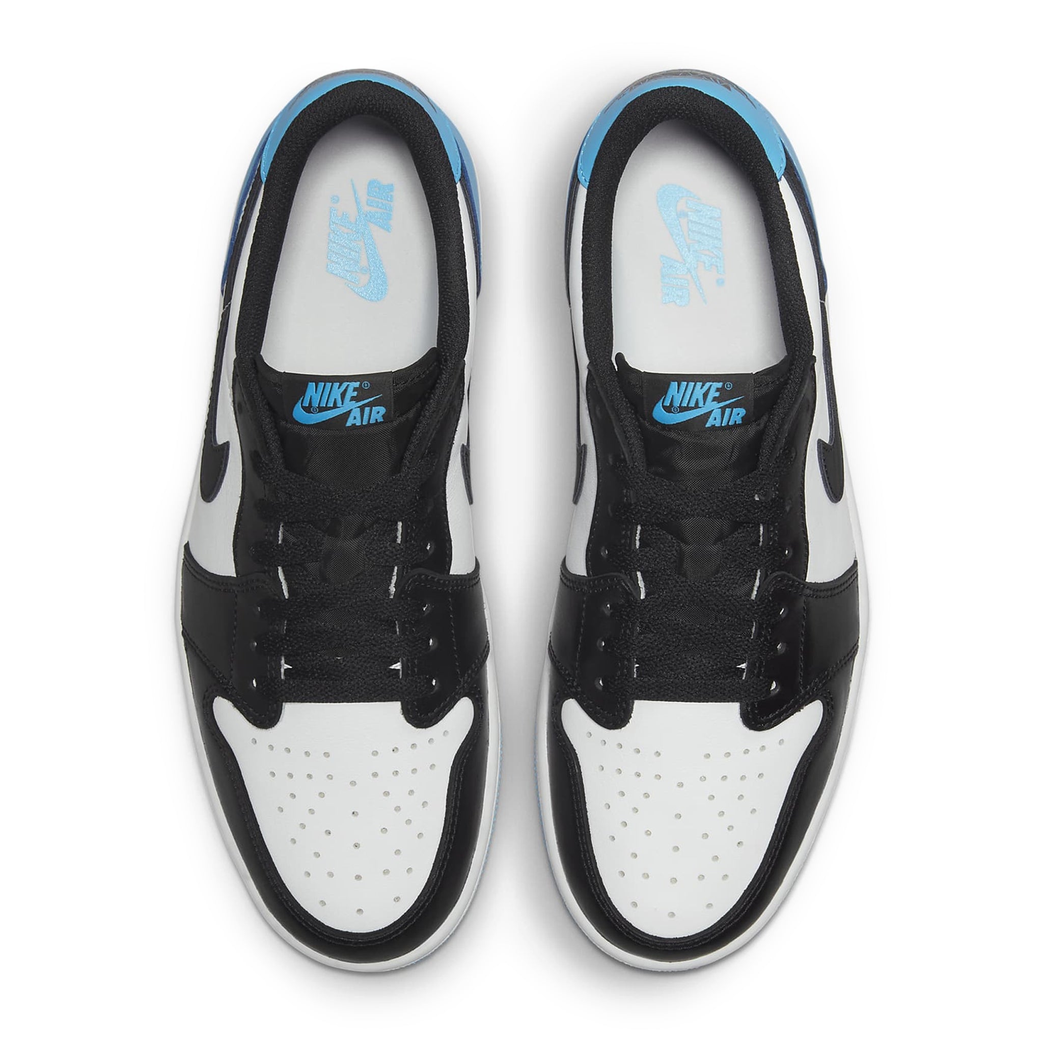 Top down view of Air Jordan 1 Low Vintage OG Black Dark Powder Blue CZ0790-104